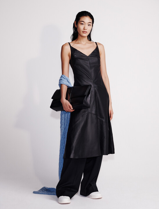 Leather Sleeveless Midi Dress
