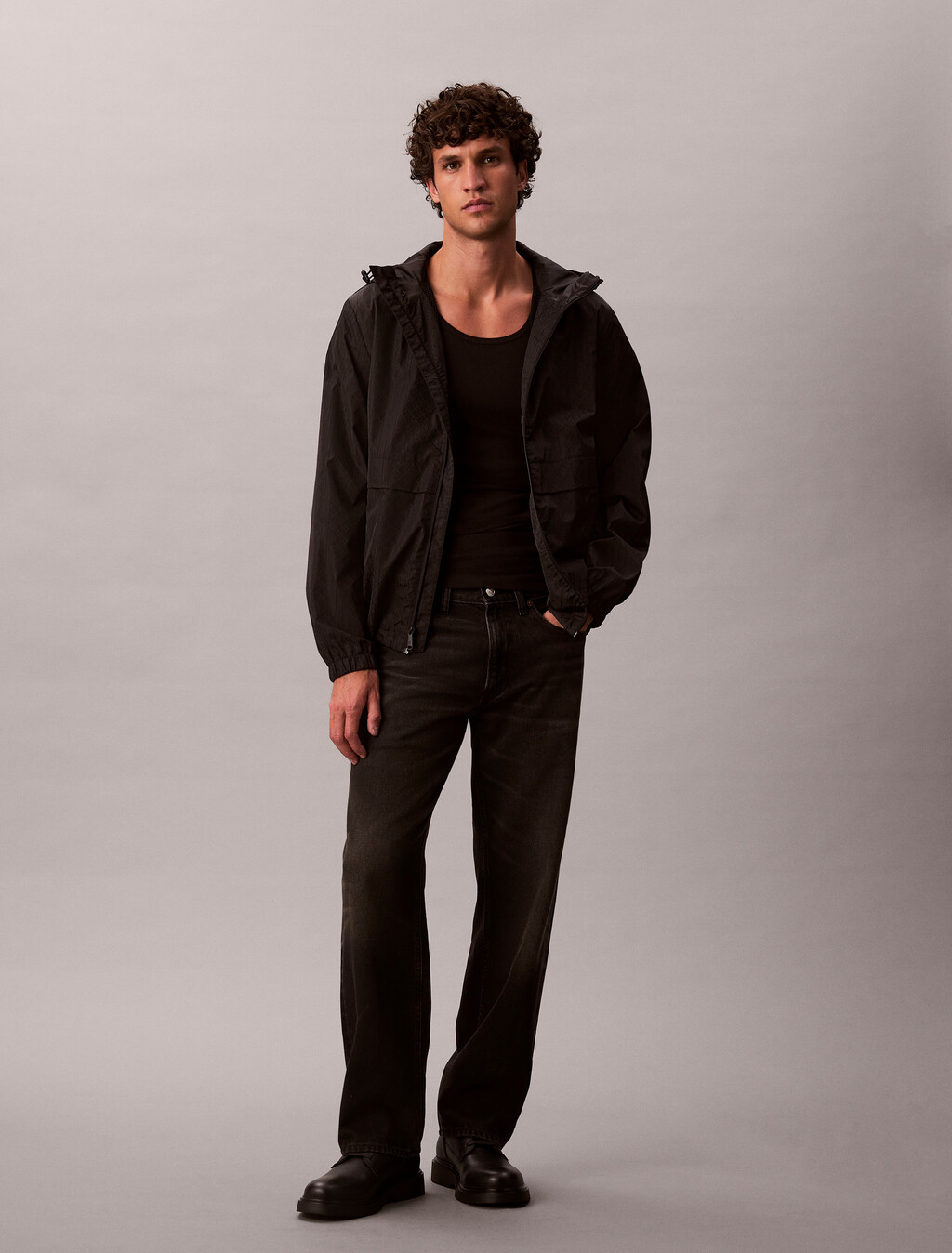 Nylon Windbreaker, Black, hi-res
