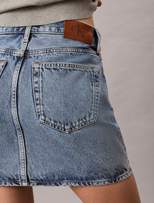 Button Up Denim Mini Skirt, TATTERED LAPIS, hi-res