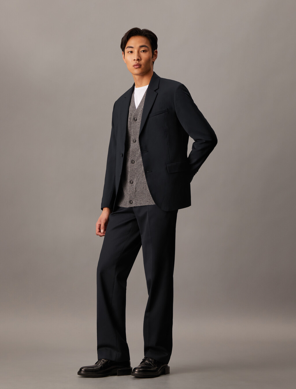 Refined Wool Slim Blazer, Black, hi-res