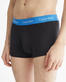 Cotton Stretch 3 Pack Low Rise Trunk, BLACK W GREY HTR WB/BLACK W WHITE WB/Bla, hi-res