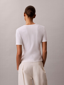 Ribbed Short Sleeve Cardigan, Bright White, hi-res