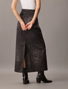 Halo Trompe L'oeil Denim Tailored Skirt, BLACK DENIM PRINT, hi-res
