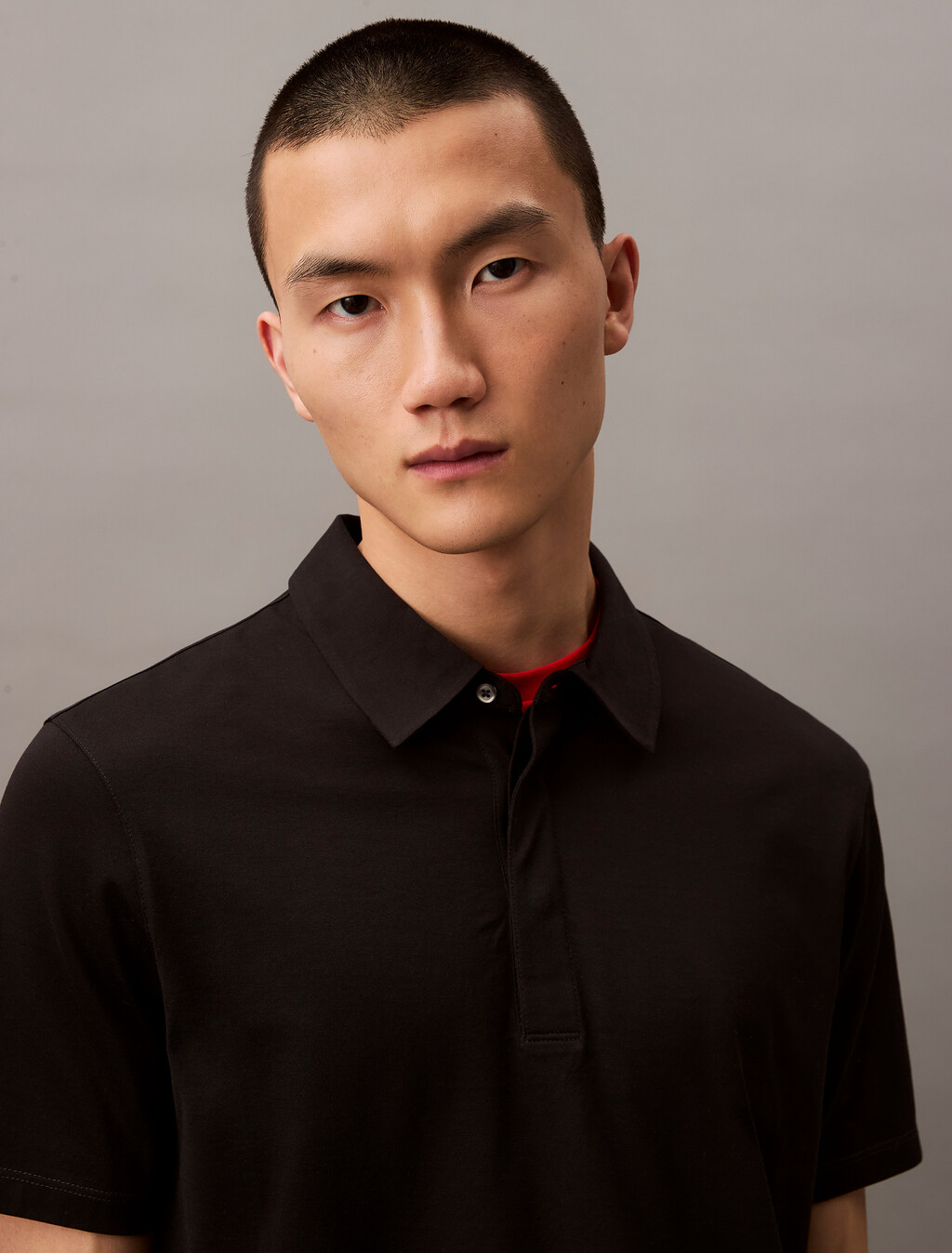 Double Mercerized Cotton Short Sleeve Polo, Black, hi-res