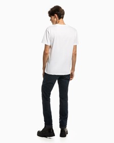 Solid V Neck CK Logo Tee, Bright White, hi-res