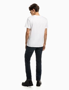 Solid V Neck CK Logo Tee, Bright White, hi-res