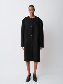 Cora Collarless Coat, Black, hi-res
