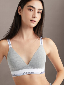 Icon Cotton Lightly Lined Plunge Bra, B10 Grey Heather, hi-res