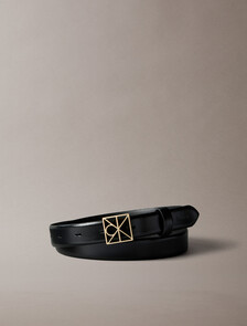 Full-Grain Leather Emblem Logo Belt, BLACK / ANTIQUE LIGHT GOLD, hi-res
