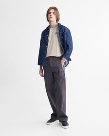 Relaxed Linear Denim Shirt, Denim Rinse, hi-res