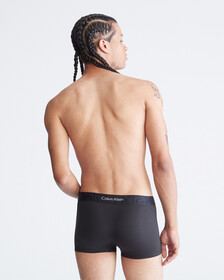 Embossed Icon Microfiber Low Rise Trunks, Black, hi-res
