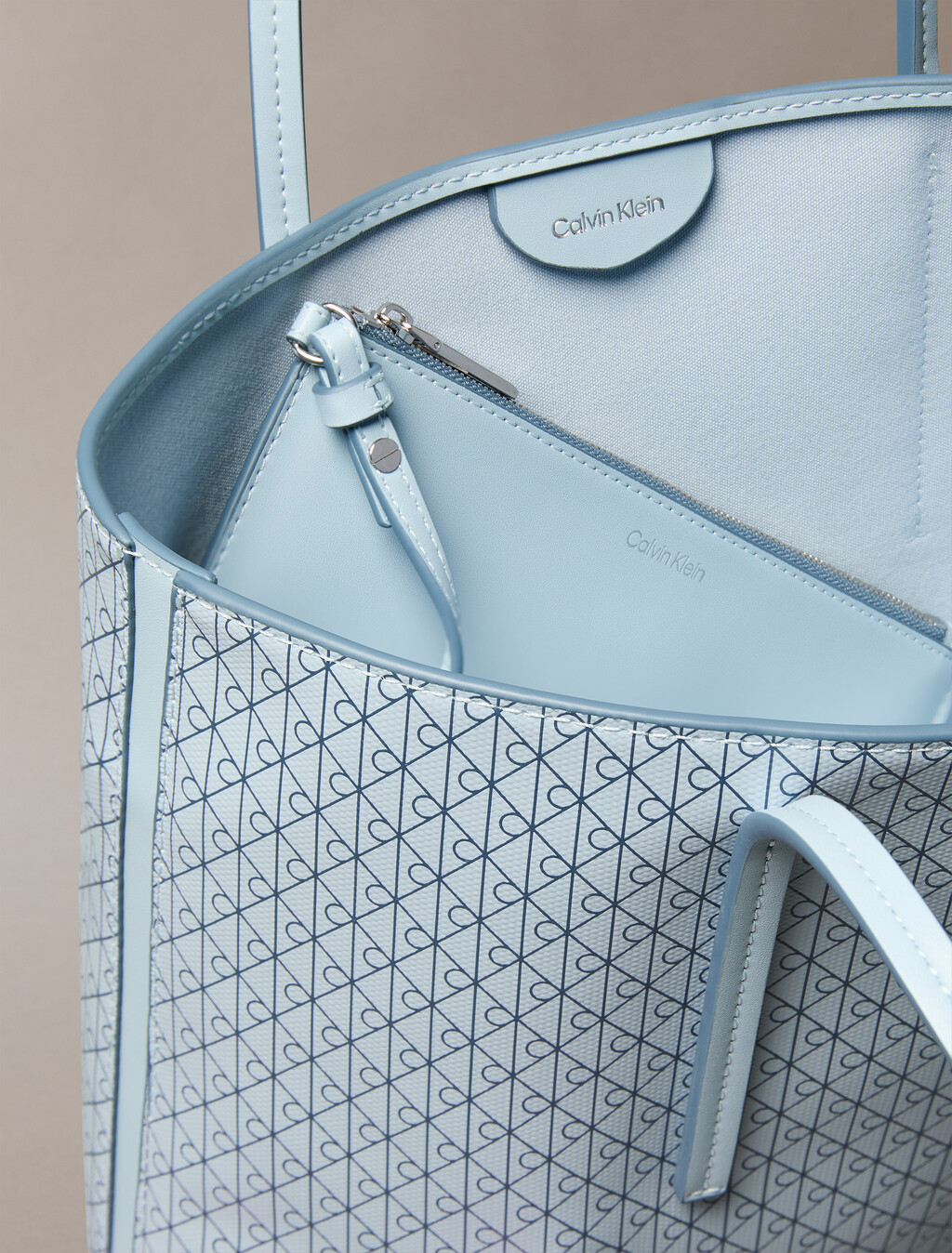 Allover Monogram Logo Small Tote Bag with Pouch, PALEST BLUE AOP, hi-res