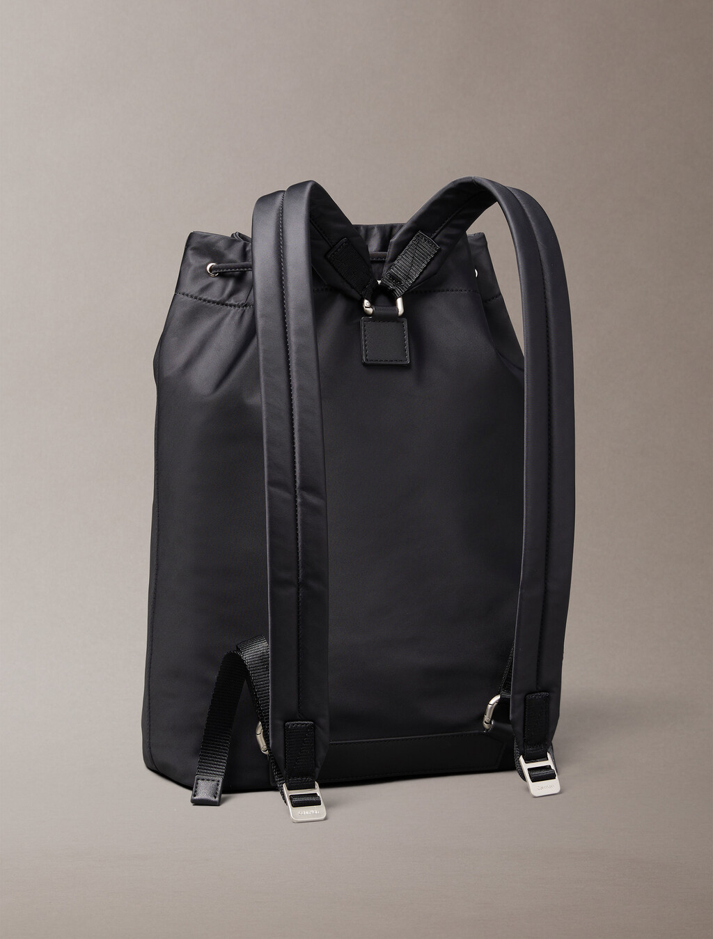 Matte Nylon Drawstring Backpack, Black, hi-res