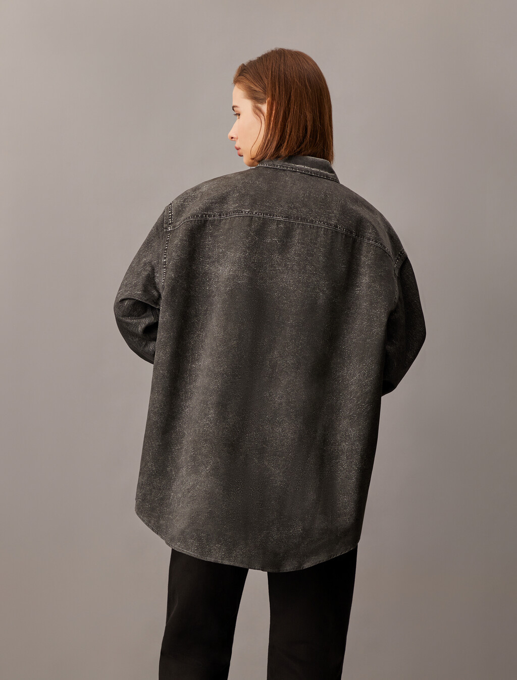 Denim Print Button-Down Shirt, Black Denim Print, hi-res
