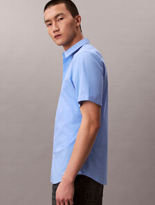 Stretch Cotton Slim Shirt, Blue Descent, hi-res