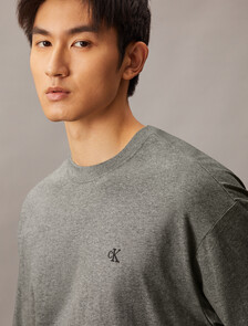 Calvin Logo Crew Neck Tee, Medium Grey Heather, hi-res