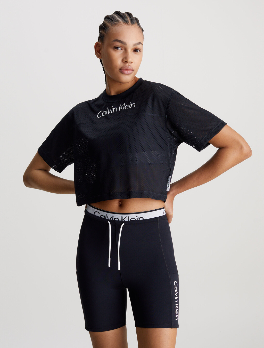 Mesh Cropped Gym T-shirt, BLACK BEAUTY, hi-res