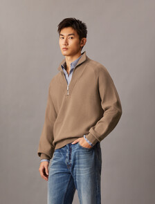 Tech Knit Quarter Zip Sweater, Spiced Plum, hi-res