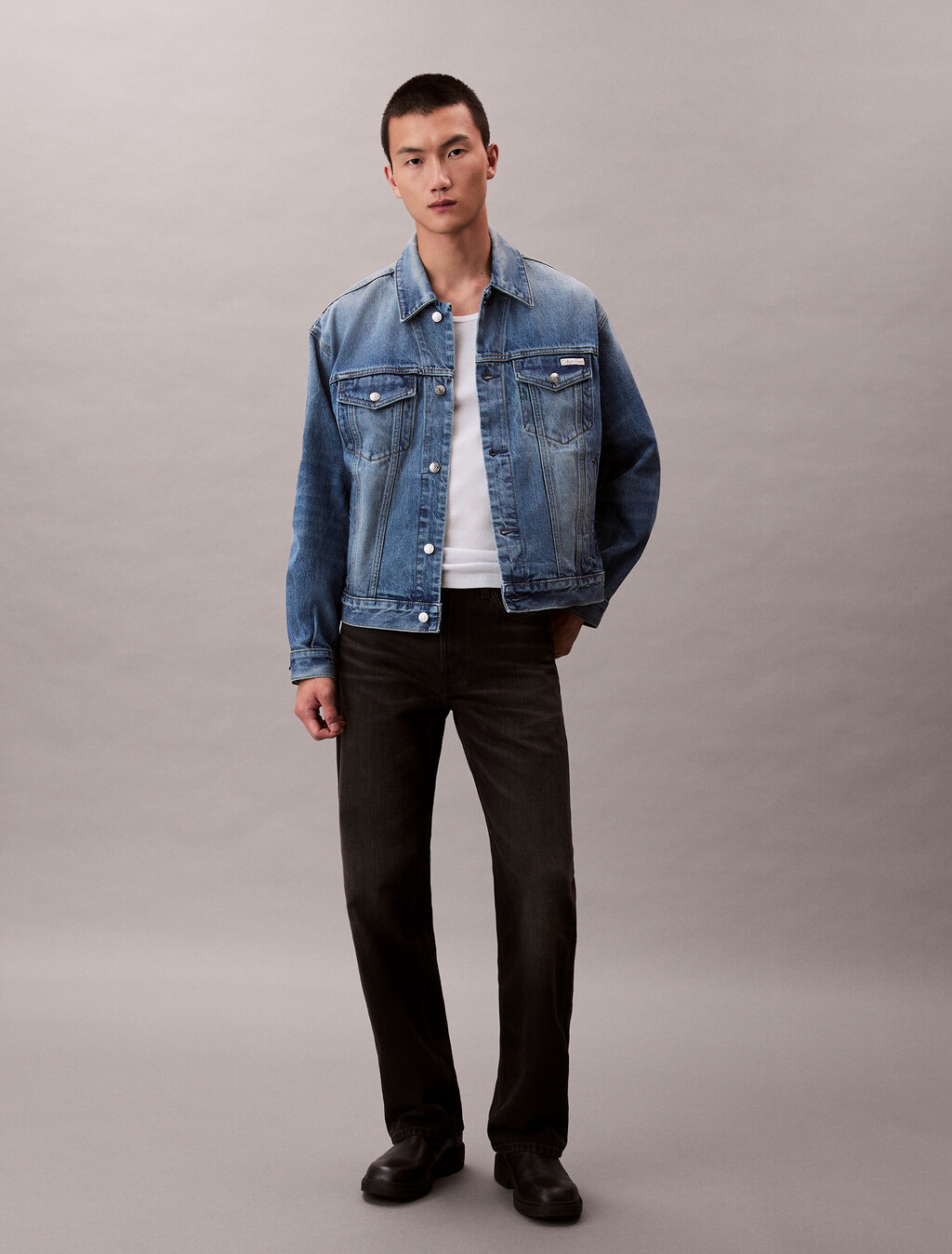 90s Indigo Citrine Denim Trucker Jacket, INDIGO CITRINE, hi-res