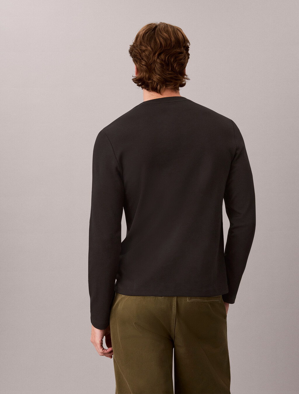 Slim Silk-Blend Interlock Long Sleeve Tee, Black, hi-res