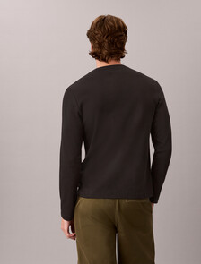 Slim Silk-Blend Interlock Long Sleeve Tee, Black, hi-res