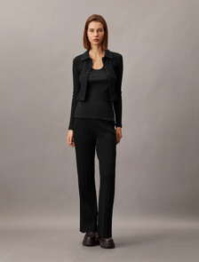 Rib Knit Tank Top, Black, hi-res