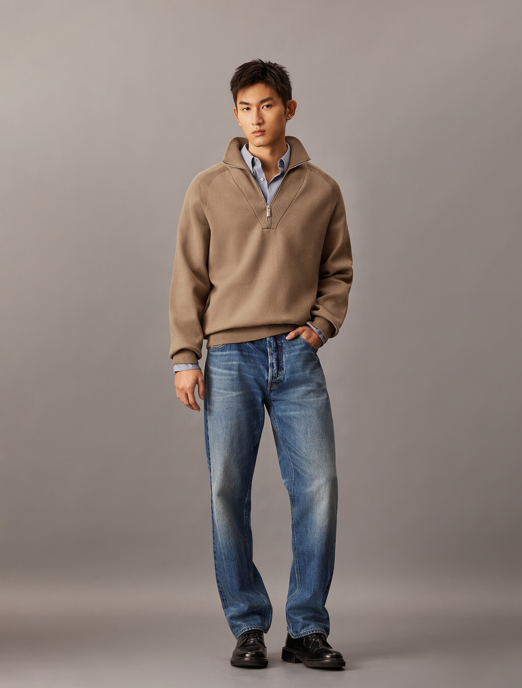 Tech Knit Quarter Zip Sweater, Spiced Plum, hi-res