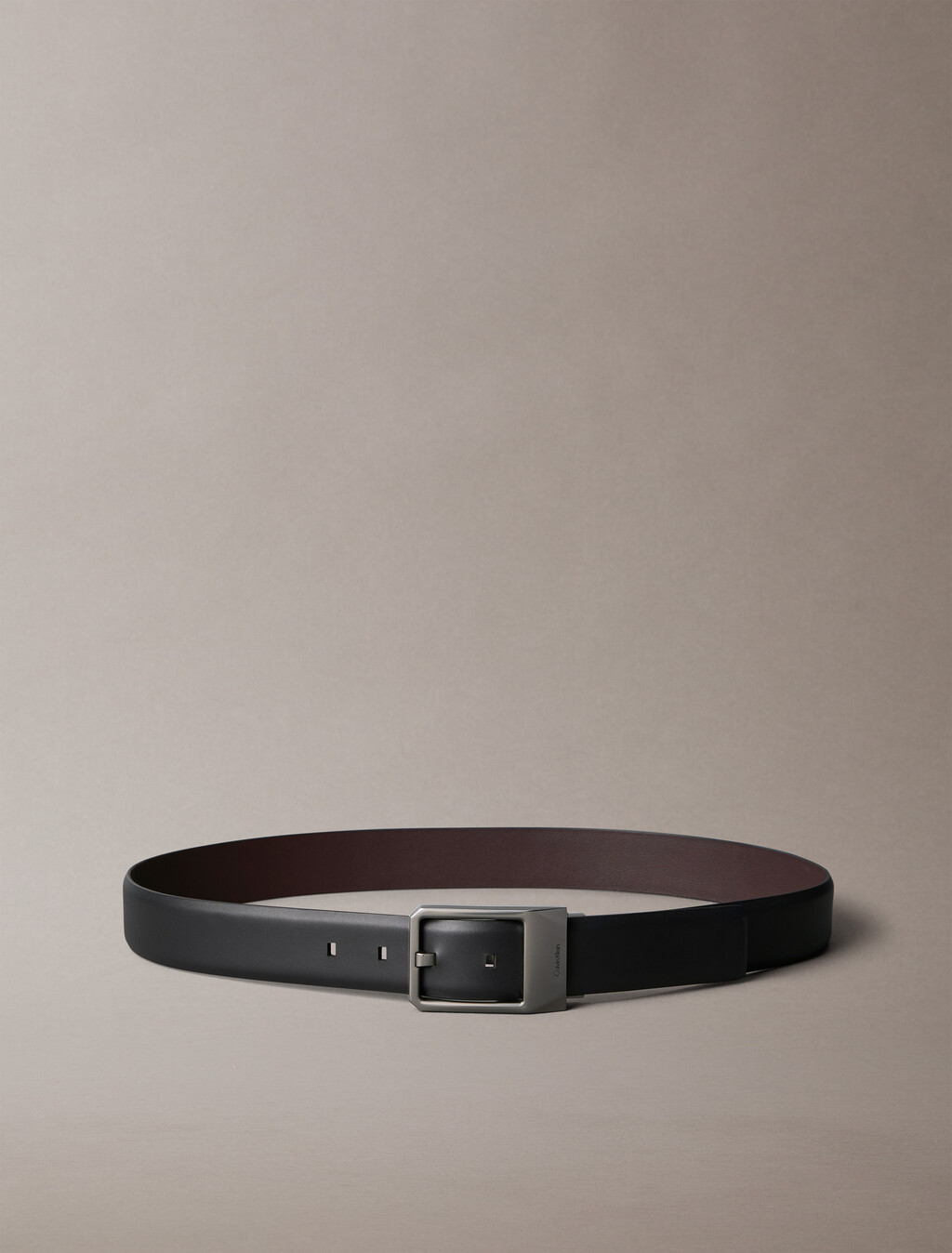 Faceted Buckle Reversible Leather Belt, Black/Bitter Brown/Matte Gunmetal, hi-res