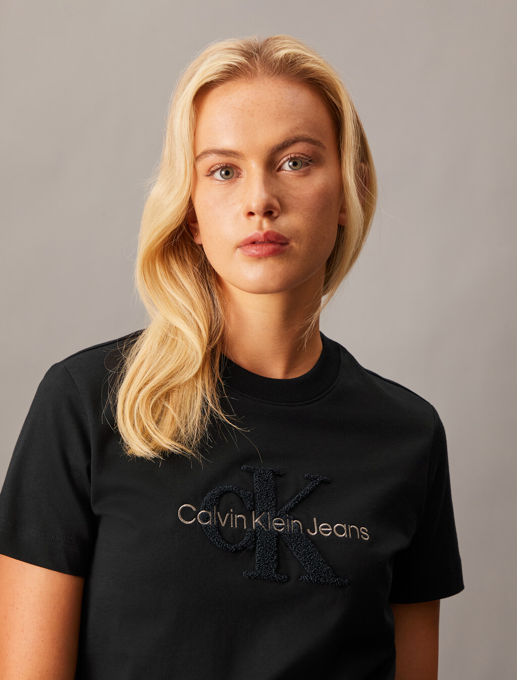 Organic Cotton Towel Monogram Tee, Ck Black, hi-res
