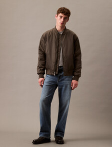 Padded Nylon Bomber Jacket, Beluga, hi-res