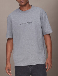 Calvin Logo Crew Neck Tee, Medium Grey Heather, hi-res