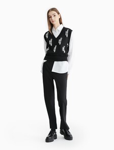 Milano Side Slit Pants, CK BLACK, hi-res