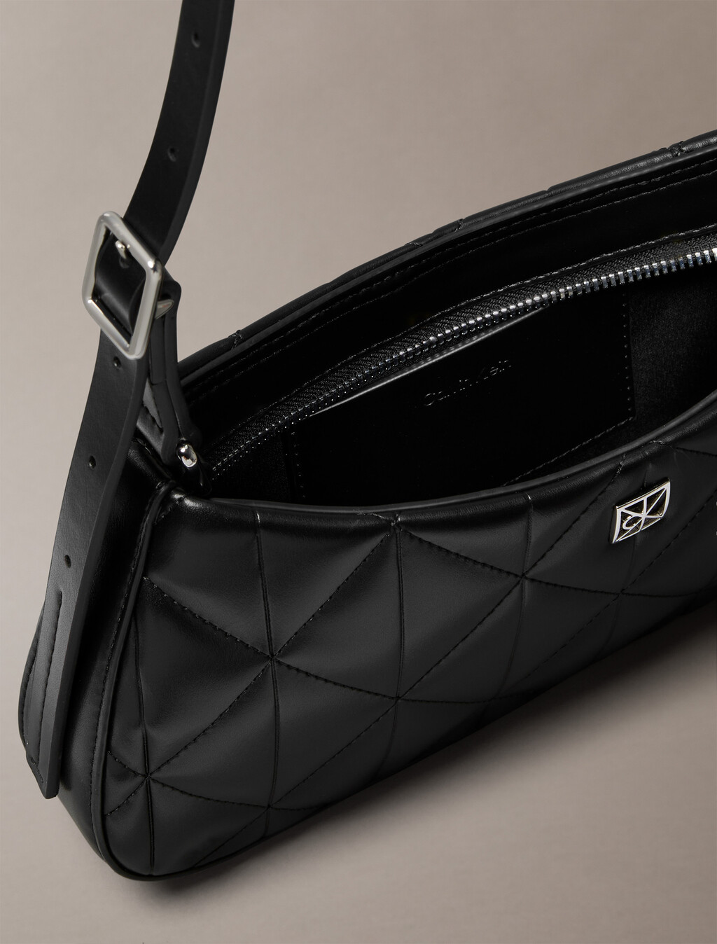 Quilted Emblem Logo Small Shoulder Bag, Black, hi-res