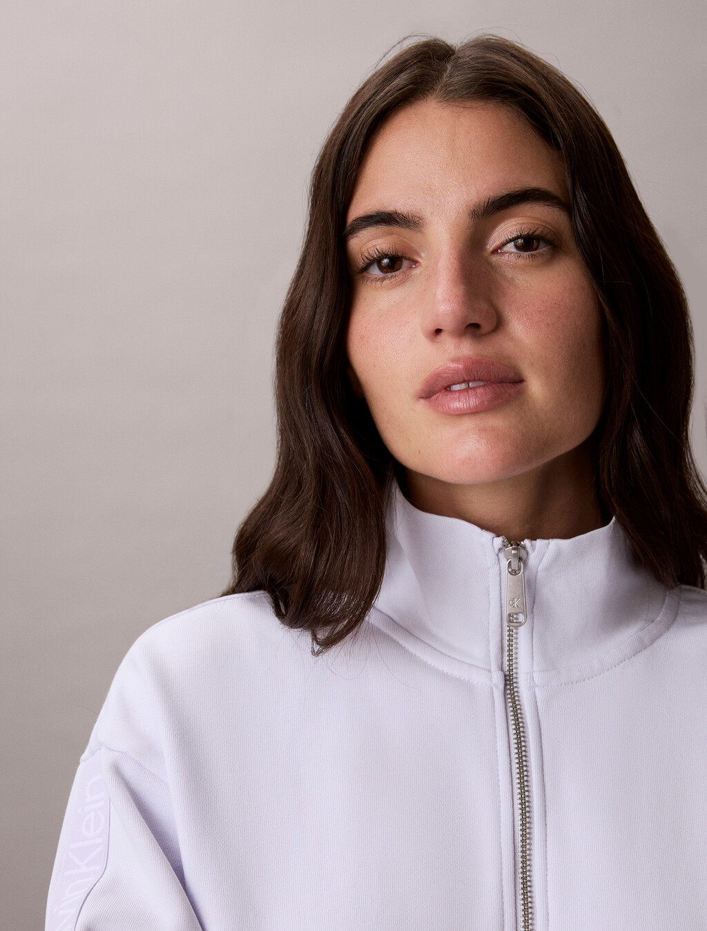 Logo Tape Full Zip Sweatshirt, Lacey Lilac, hi-res