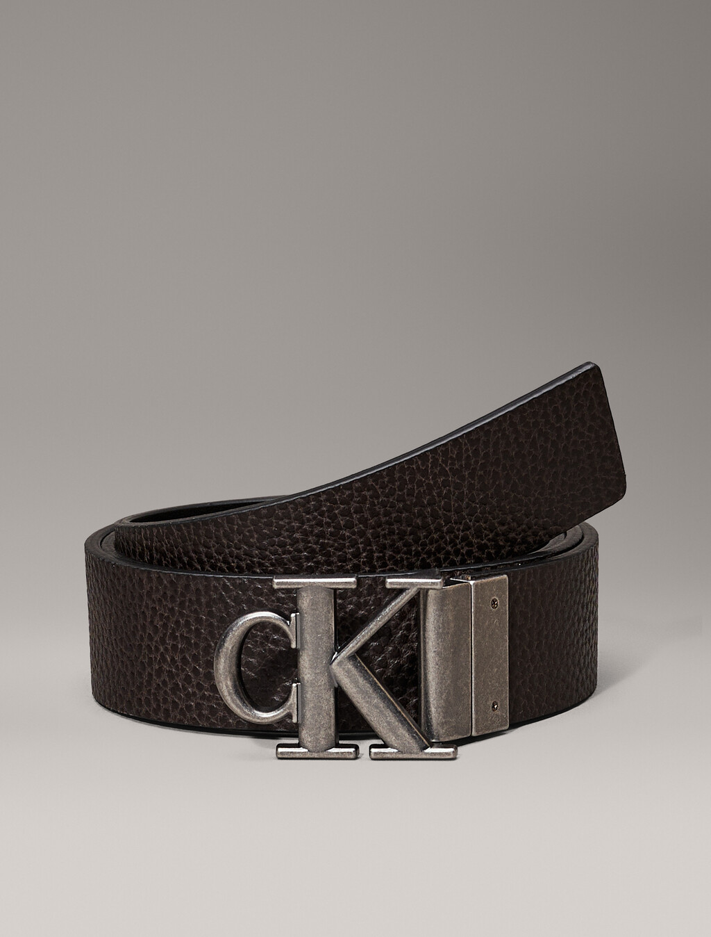 Leather Reversible Logo Belt, Black/Bitter Brown/Antique Silver, hi-res