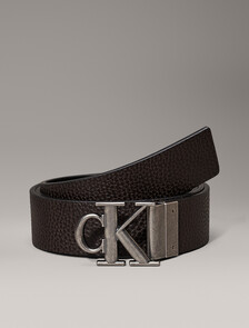 Leather Reversible Logo Belt, Black/Bitter Brown/Antique Silver, hi-res