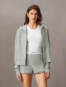 Icon Cotton Terry Zip Sleep Hoodie, Grey Heather, hi-res