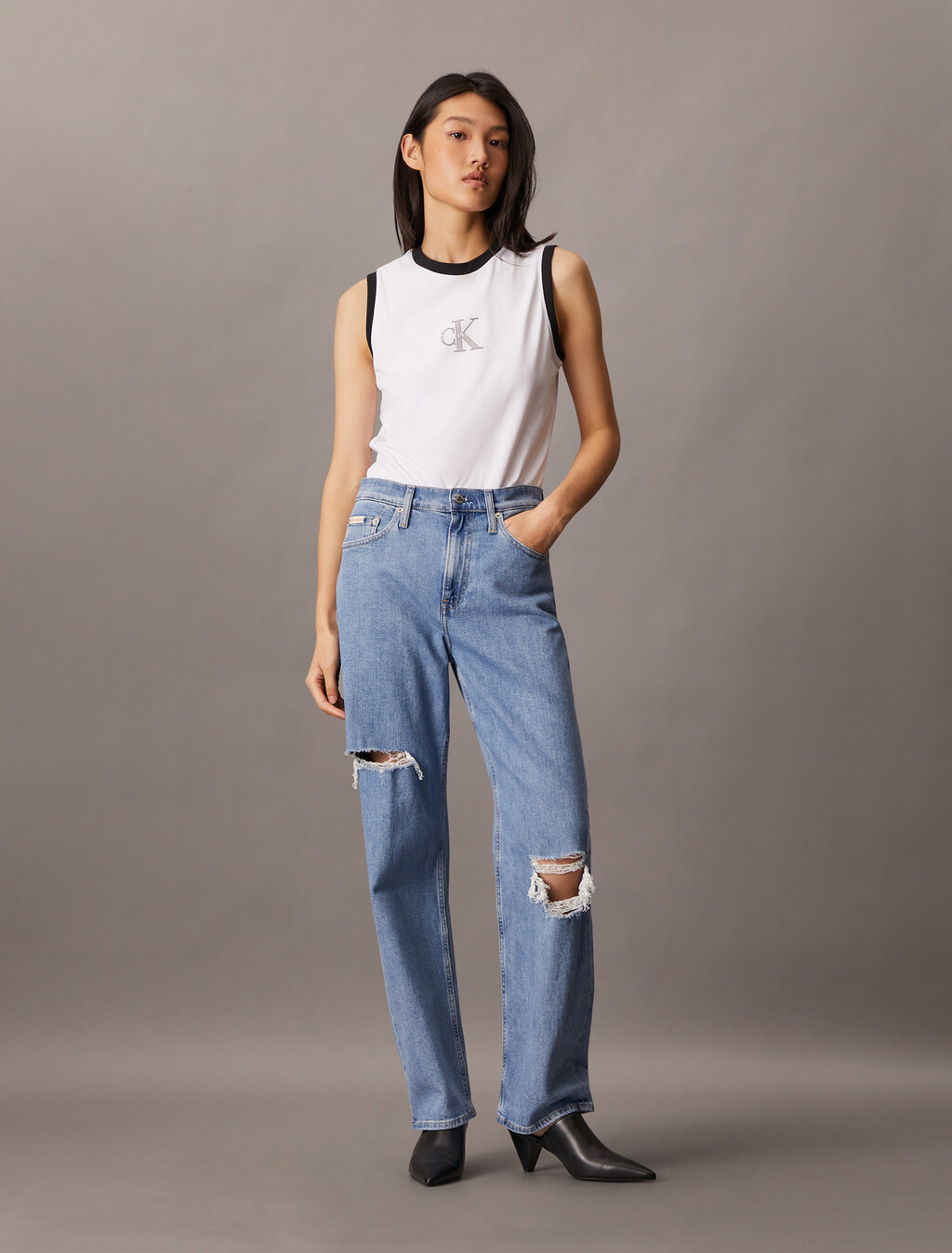 Slim Monogram Tank Top, Brilliant White, hi-res
