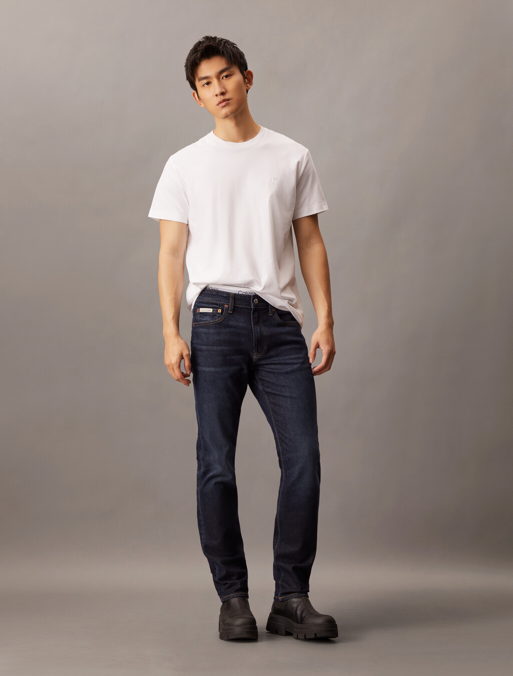 Embossed Monogram Slim Tee, Brilliant White, hi-res
