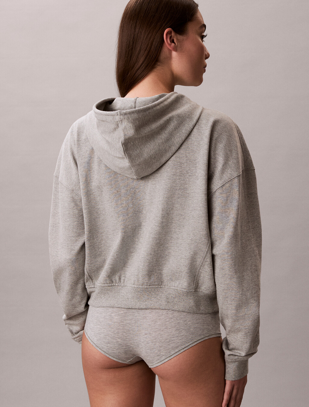 Logo Cotton Jersey Zip Thru Hoodie, Grey Heather, hi-res