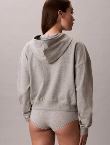 Logo Cotton Jersey Zip Thru Hoodie, Grey Heather, hi-res