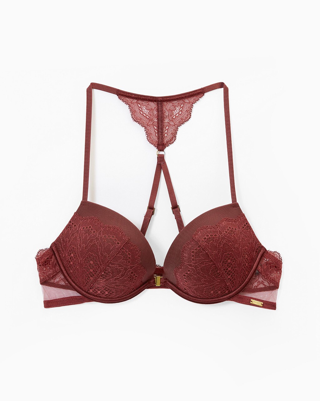 Ck Black Vintage Lace Push Up Plunge Bra, red