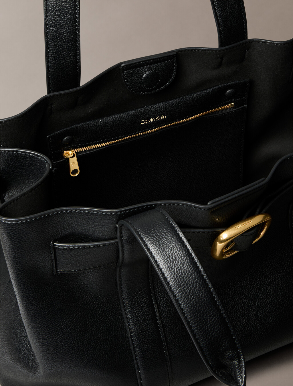 Belted Tote Bag, Black, hi-res