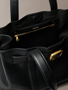 Belted Tote Bag, Black, hi-res