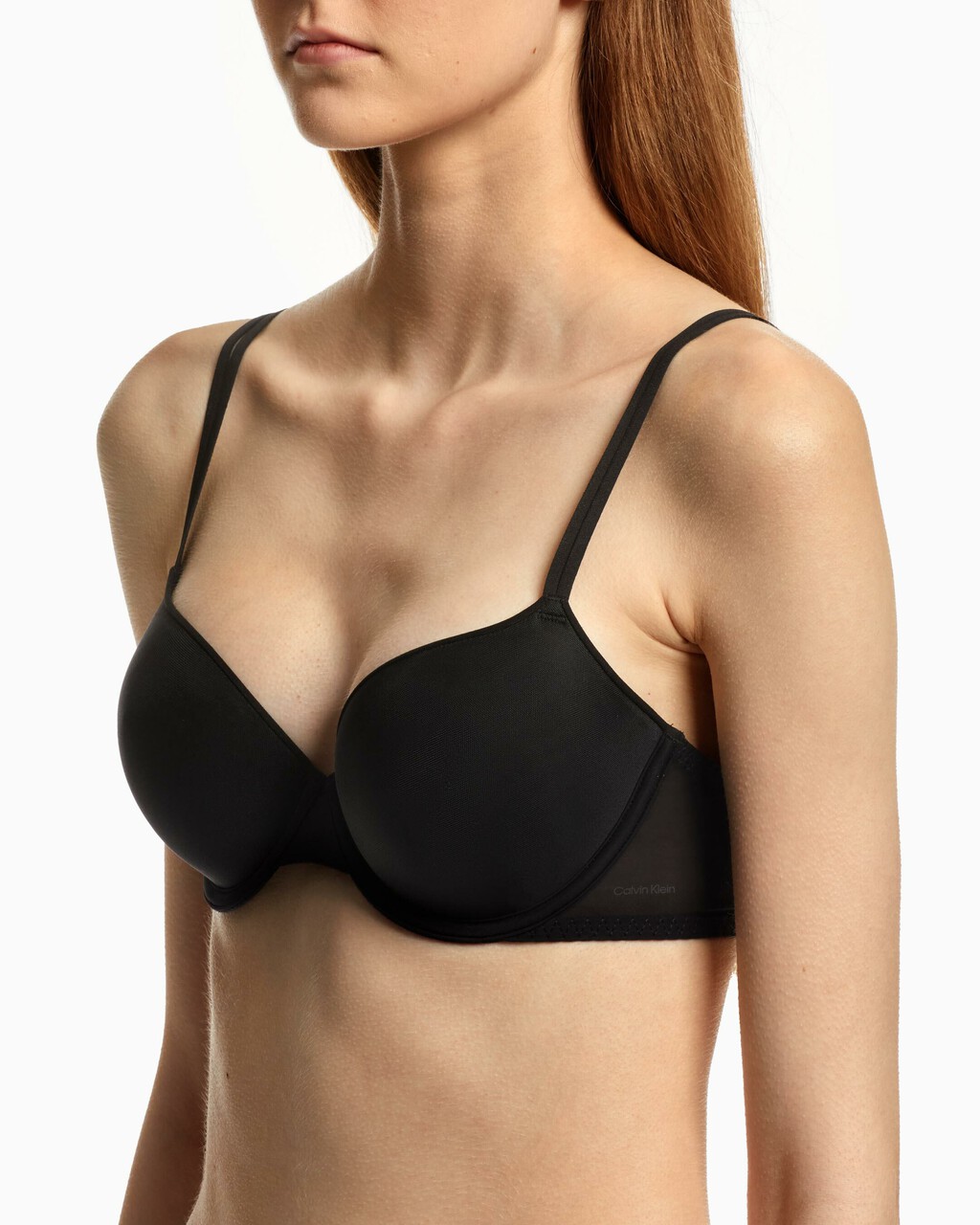 SHEER MARQUISETTE LIGHT LINED DEMI BRA, Black, hi-res