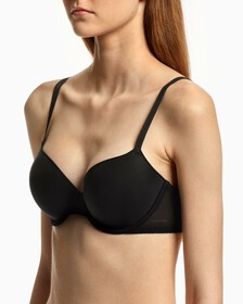 SHEER MARQUISETTE LIGHT LINED DEMI BRA, Black, hi-res