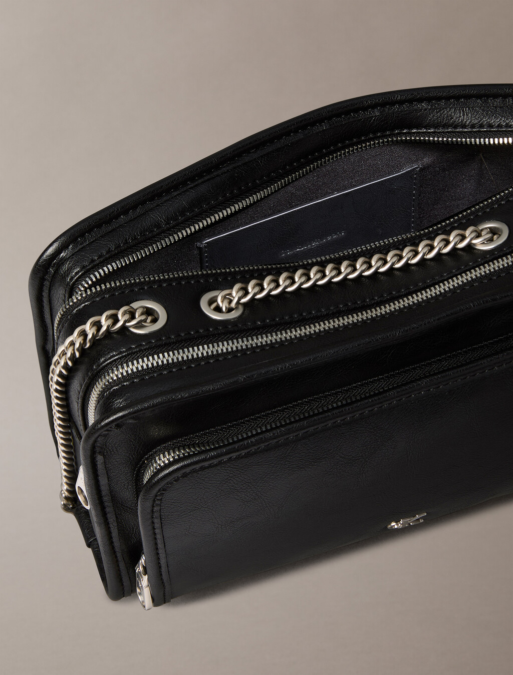 Chain Double Zip Bag, Black, hi-res