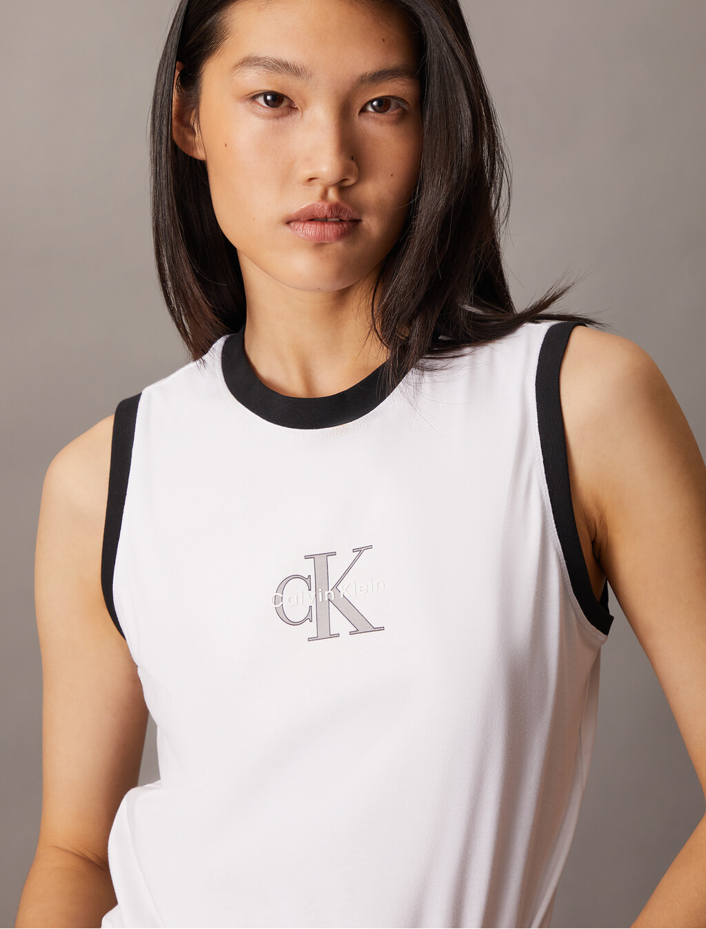 Slim Monogram Tank Top, Brilliant White, hi-res