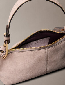 Small Soft Suede Shoulder Bag, Moonstruck Suede, hi-res