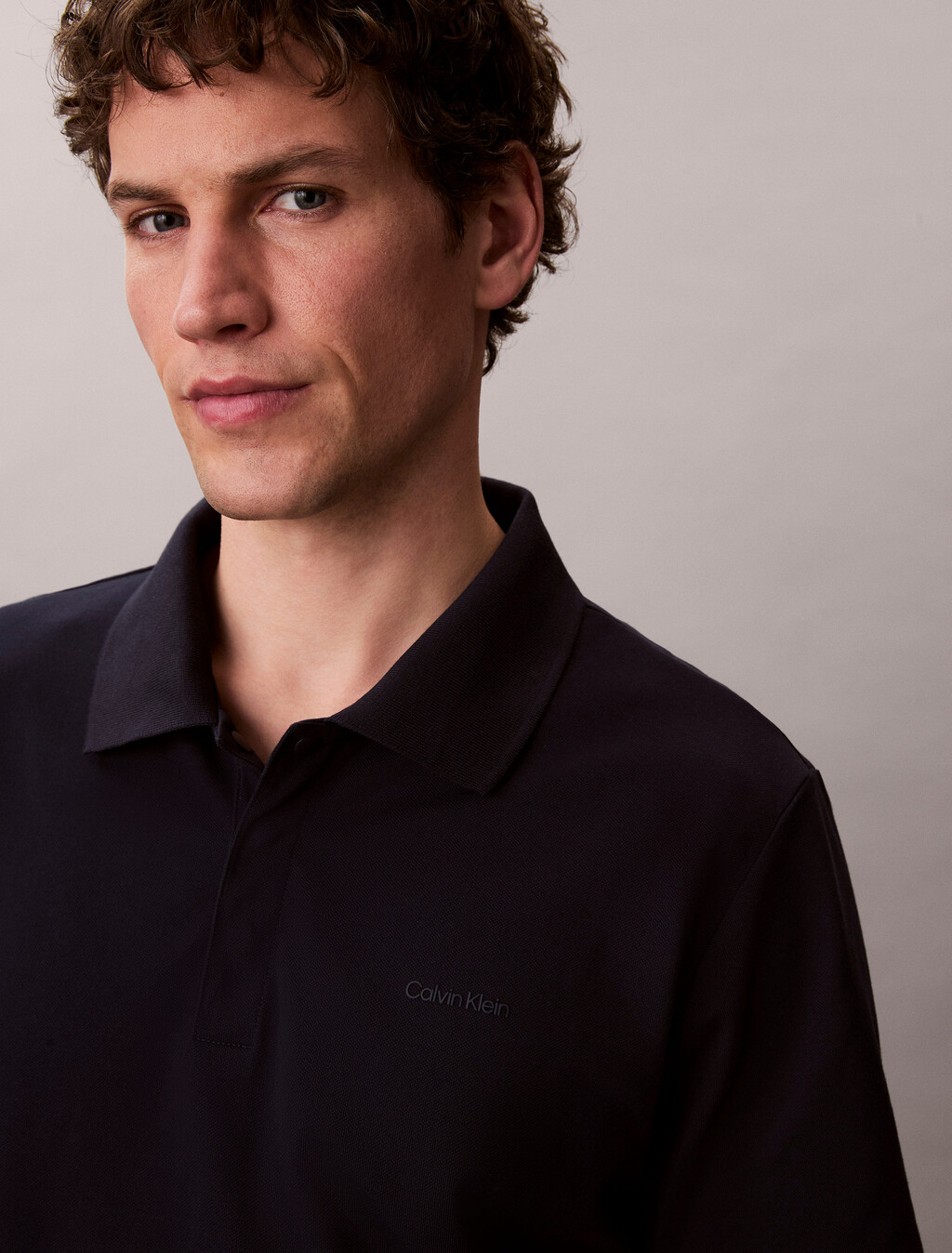 Cotton Blend Pique Polo Shirt, Dark Sapphire, hi-res